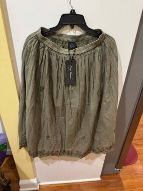 Young Threads Olive Green Gathered Waist Skirt